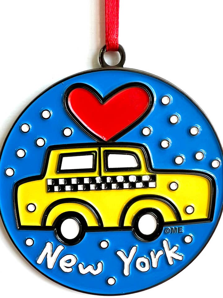New York Christmas Ornament Holiday Taxi Cab Heart for wholesale by Mary Ellis
