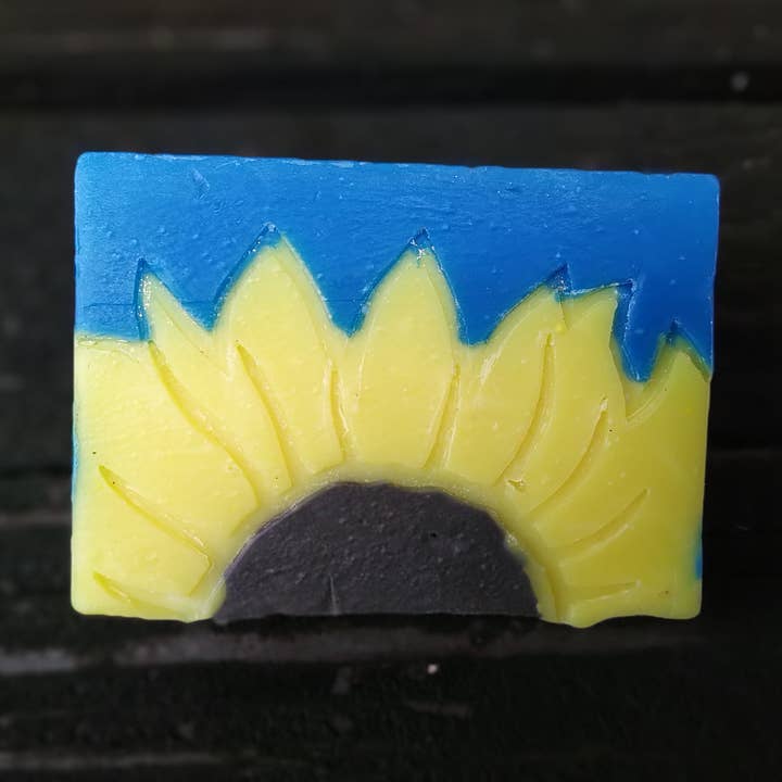 Sunflower Fields for World Peace goat milk soap for wholesale by Lux Leonis