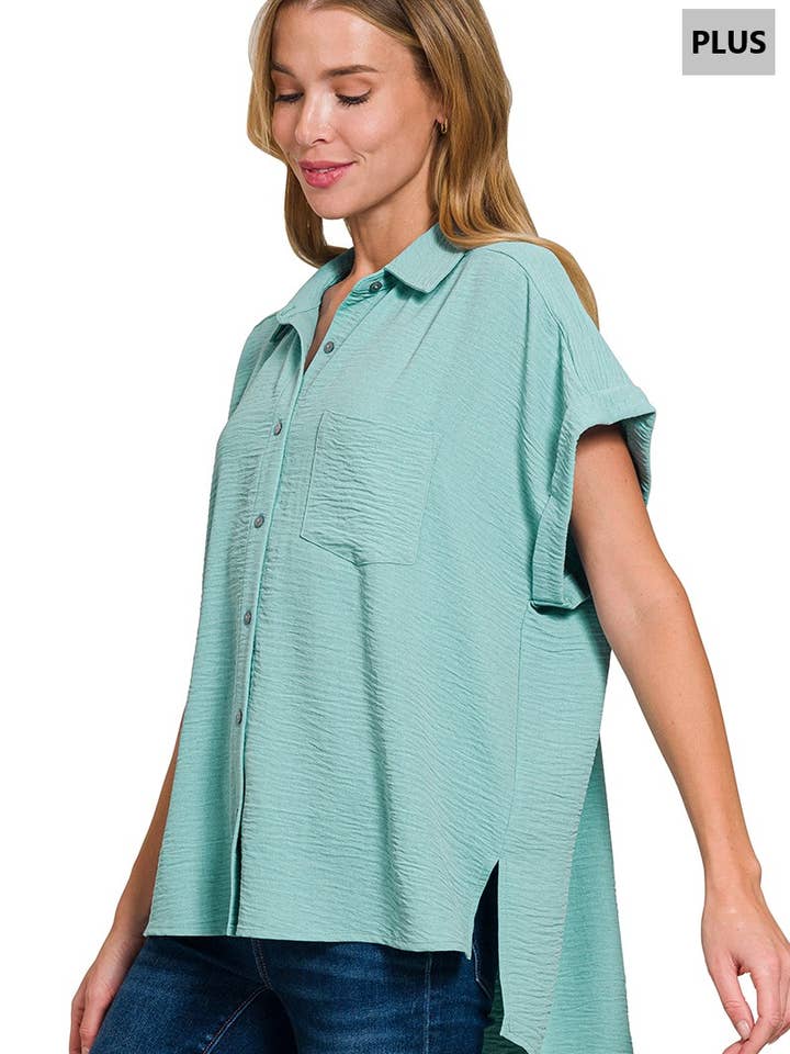 ...SI-27470 Plus Woven Air Flow Button Down Shirts for wholesale by 42POPS