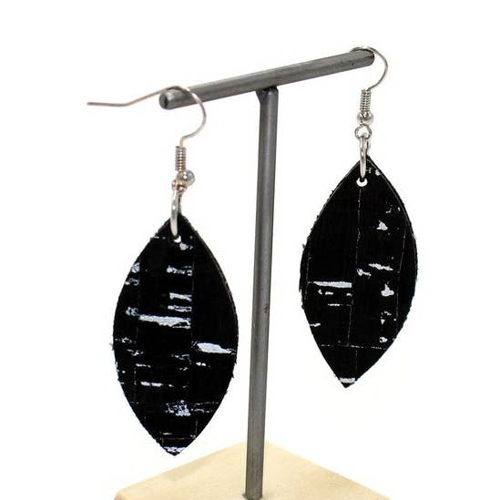 Spicer Bags - Wholesale Dangle Earrings - Cork Leaf Earring in multiple Cork materials0