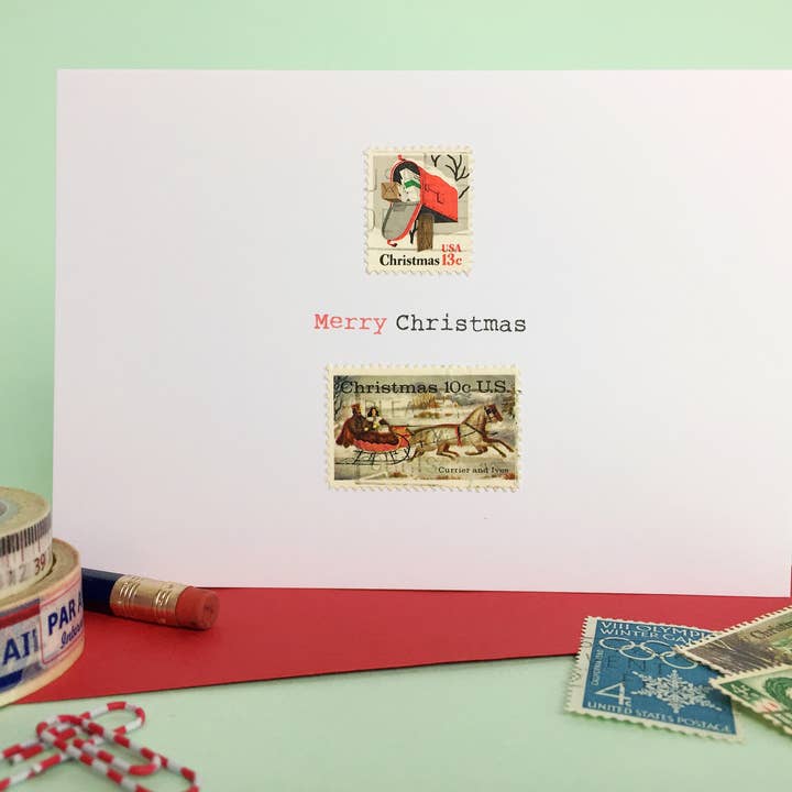 Carte de voeux MERRY CHRISTMAS pour la vente par fracas studios.