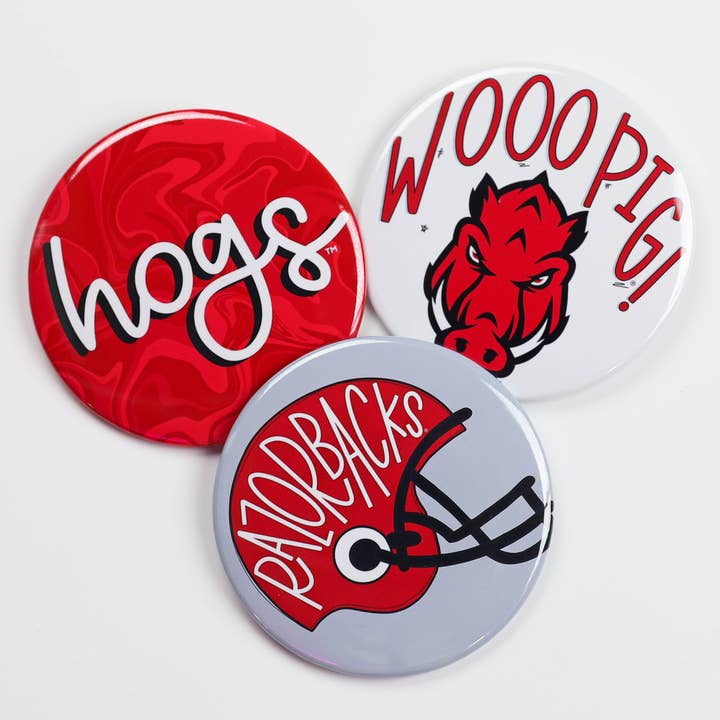 Tailgated Co. - Wholesale Lapel Pin/Button - Arkansas Game Day Tailgate Buttons | Game Day Pins