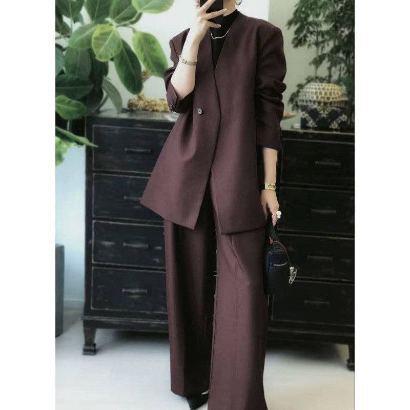 Burgundy Suit Set - Jacket And Pants for wholesale on Faire3