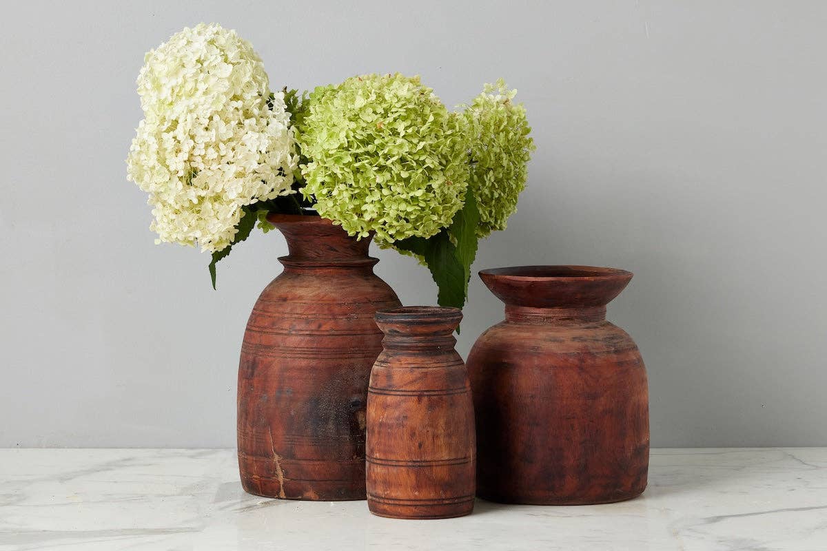 etúHOME - Wholesale Vase - Vintage Wood Jug Vase, Large1