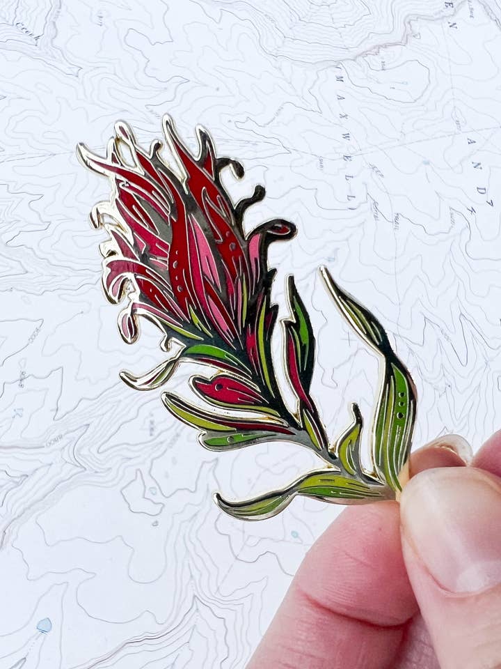 Wild Paintbrush Wildflower Enamel Pin for wholesale by Final Switchback by Katie Jeanne Reim