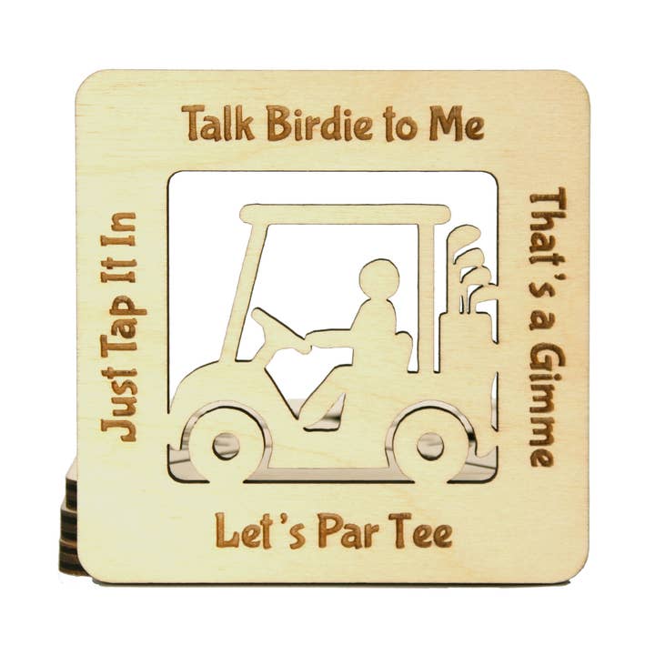 Coasters - 3.5" Square - Golfer's Humor - Baltic Birch for wholesale by G3 Studios