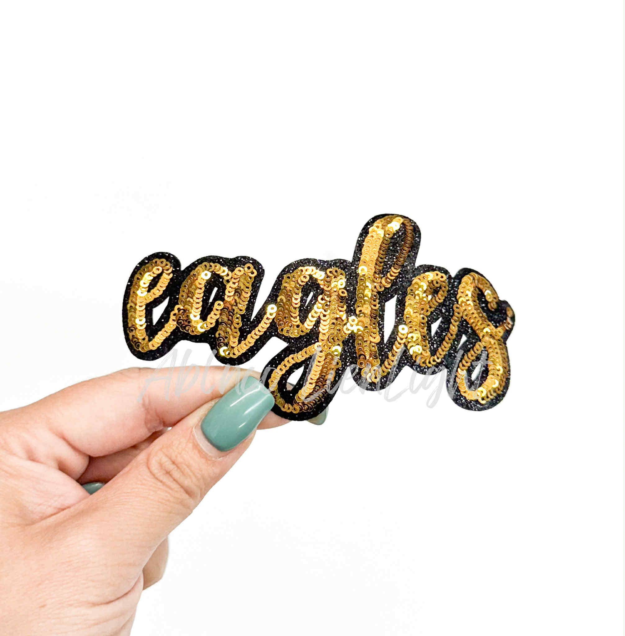 ABLNco - Wholesale Patch - Eagles Cursive Sequins Iron On Patch-Gold