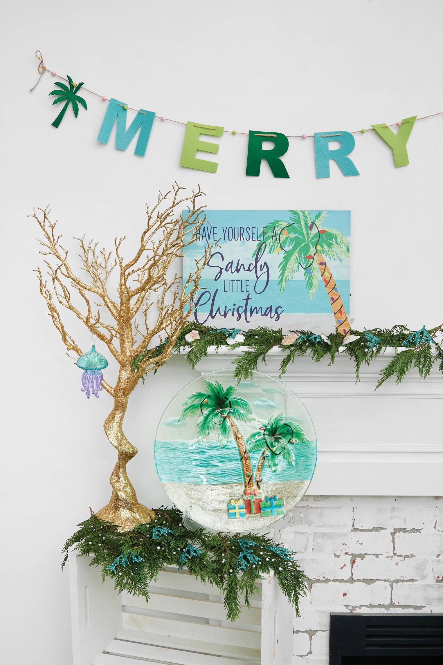 C&F Home - Vente Objets de décoration - Décoration de Noël en verre en forme de méduse à paillettes1