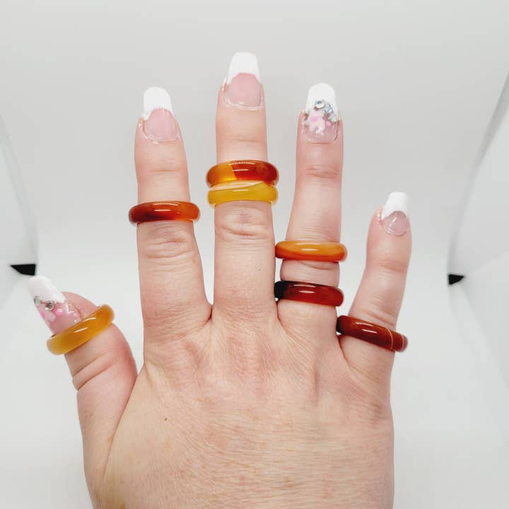 SALE Carnelian Agate Rings Size 7 Metaphysical Boho Rings for wholesale by The Raven's Edge
