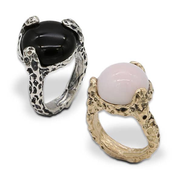 Bronze and silver modular ring with stone (AR086) for wholesale by Mandile Gioielli