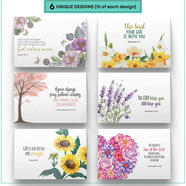 Dessie - Wholesale Religious Card - Dessie® 60 Inspirational Christian Cards with Uplifting Verses and Designs, 4” x 6”1