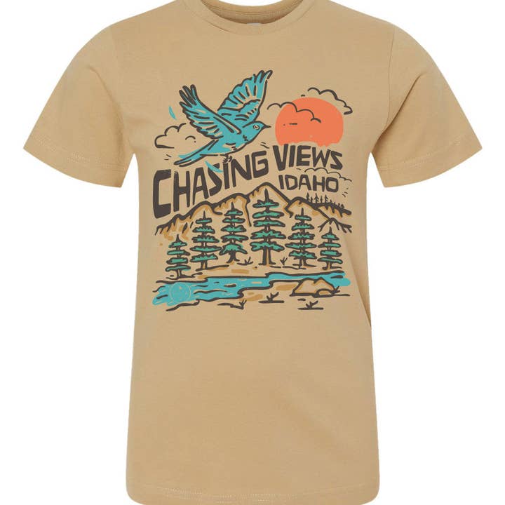 Chasing Views Idaho Kids Tee for wholesale by IdaWholesale