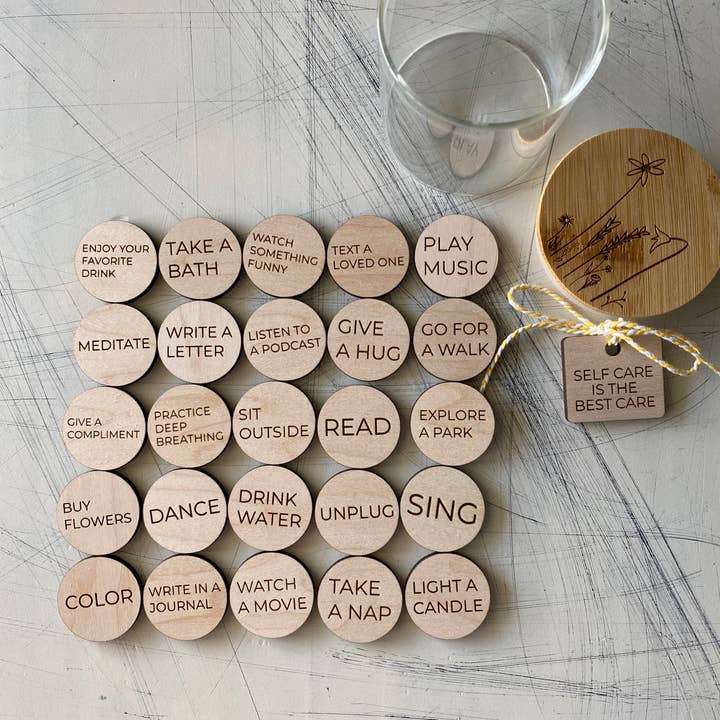 Novotny Designs – wholesale Keepsake coin/token – Self care is the best care - self care token jar1