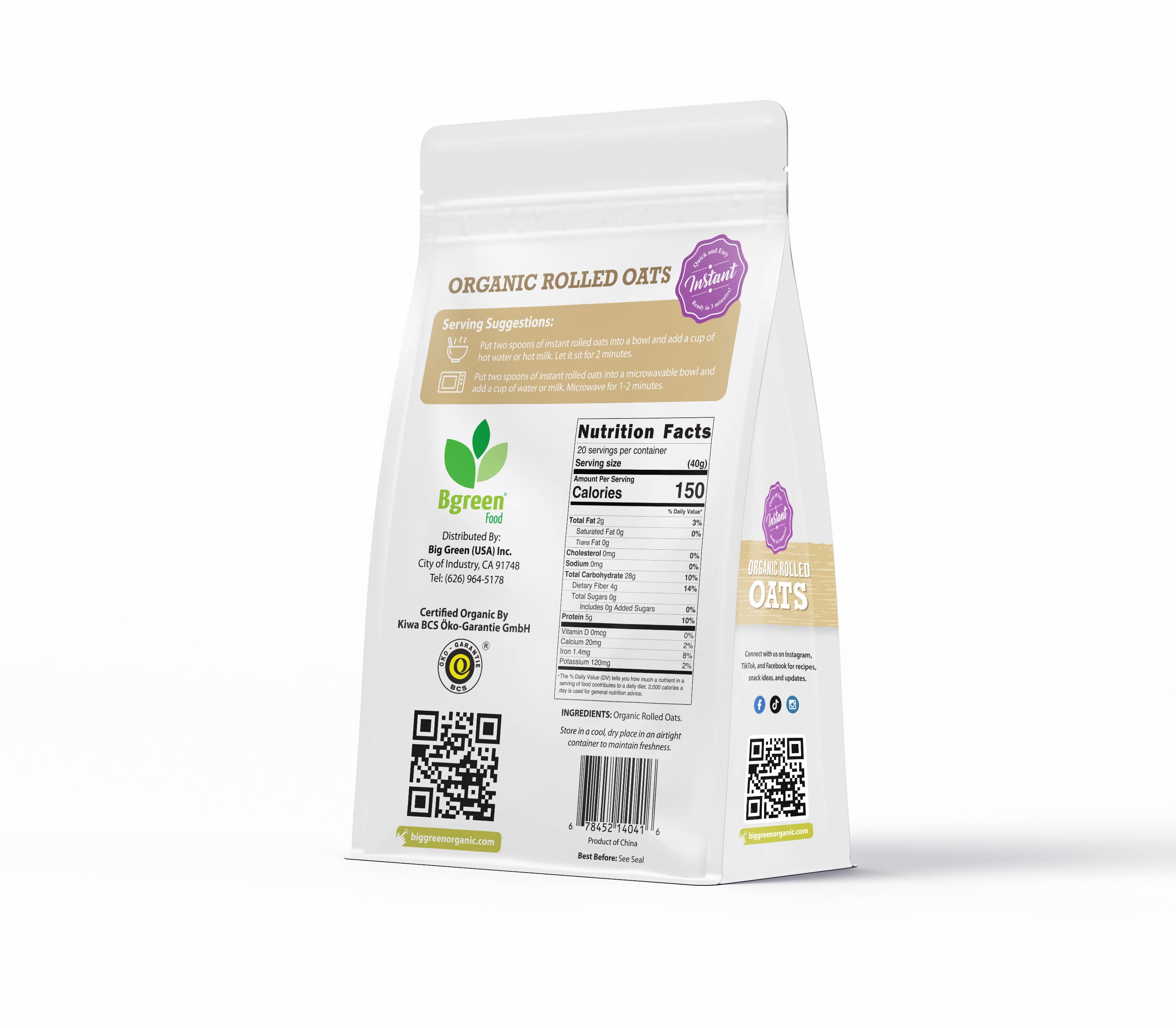 Big Green Organic Food – wholesale Oats – Organic Rolled Oat1