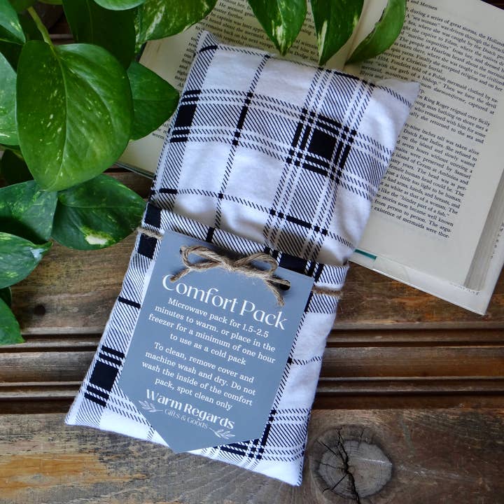 Washable Microwavable Heating Pad Black and White Plaid for wholesale by Warm Regards LLC