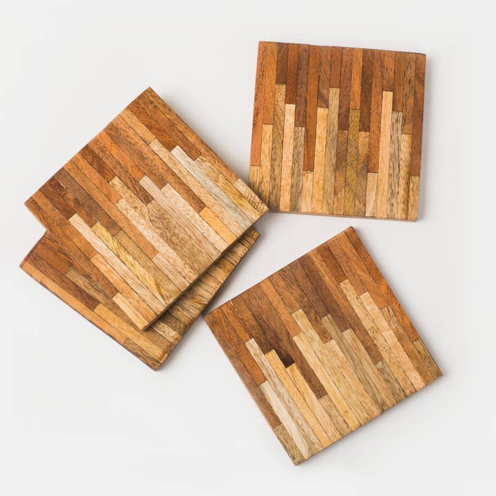 Mela Artisans - Wholesale Coasters - Marquewood Two Tone Coasters1