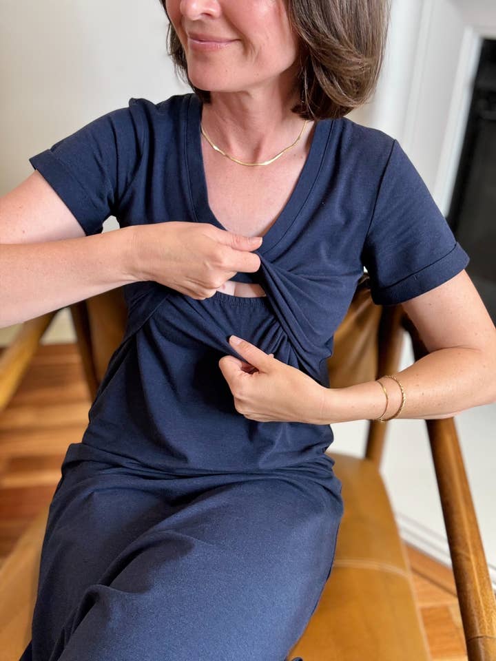 MLM Brand - Wholesale Nursing Dress - Maternity - Everyday Breastfeeding Dress - Navy4