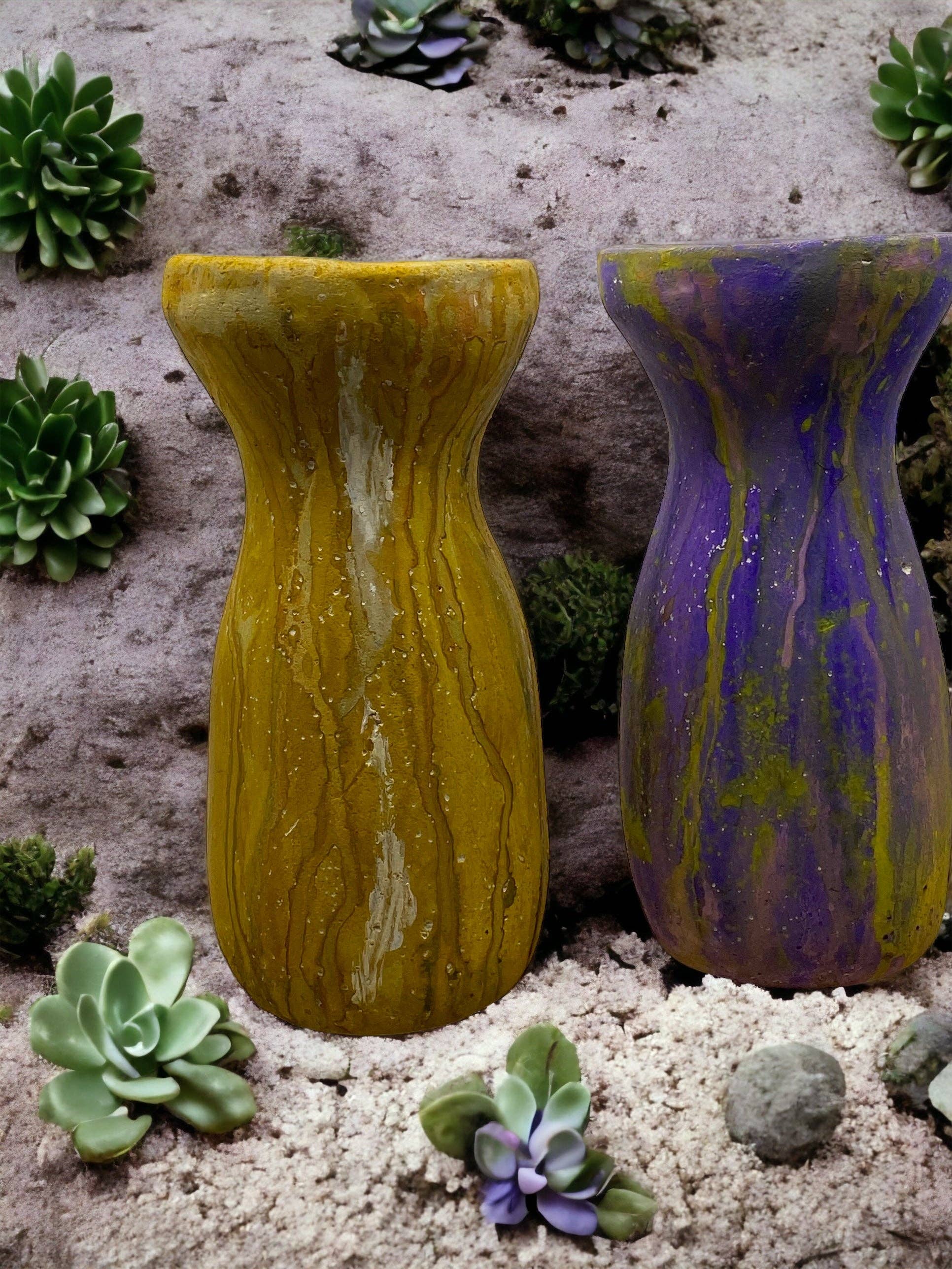 Sunsum Intentional Living - Wholesale Vase - Cement Vase, Watercolor Fluid Art, Silhouette, Lightweight C12