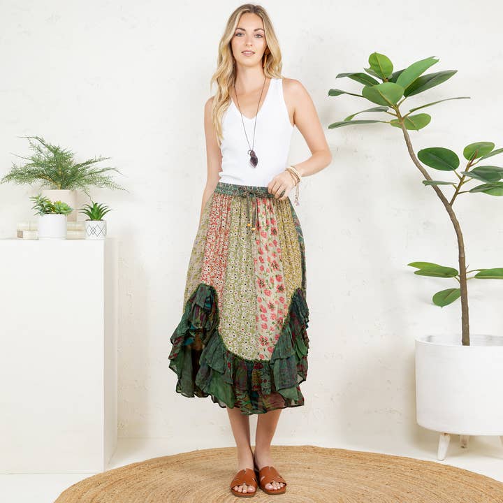 Young Threads - Wholesale Skirt - Women's - Bohoemia Mid-Length Skirt with Rayon Print (New Color)7