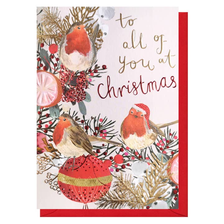 Robins Christmas Card | Holiday Card | Seasonal Cards for wholesale by Louise Tiler
