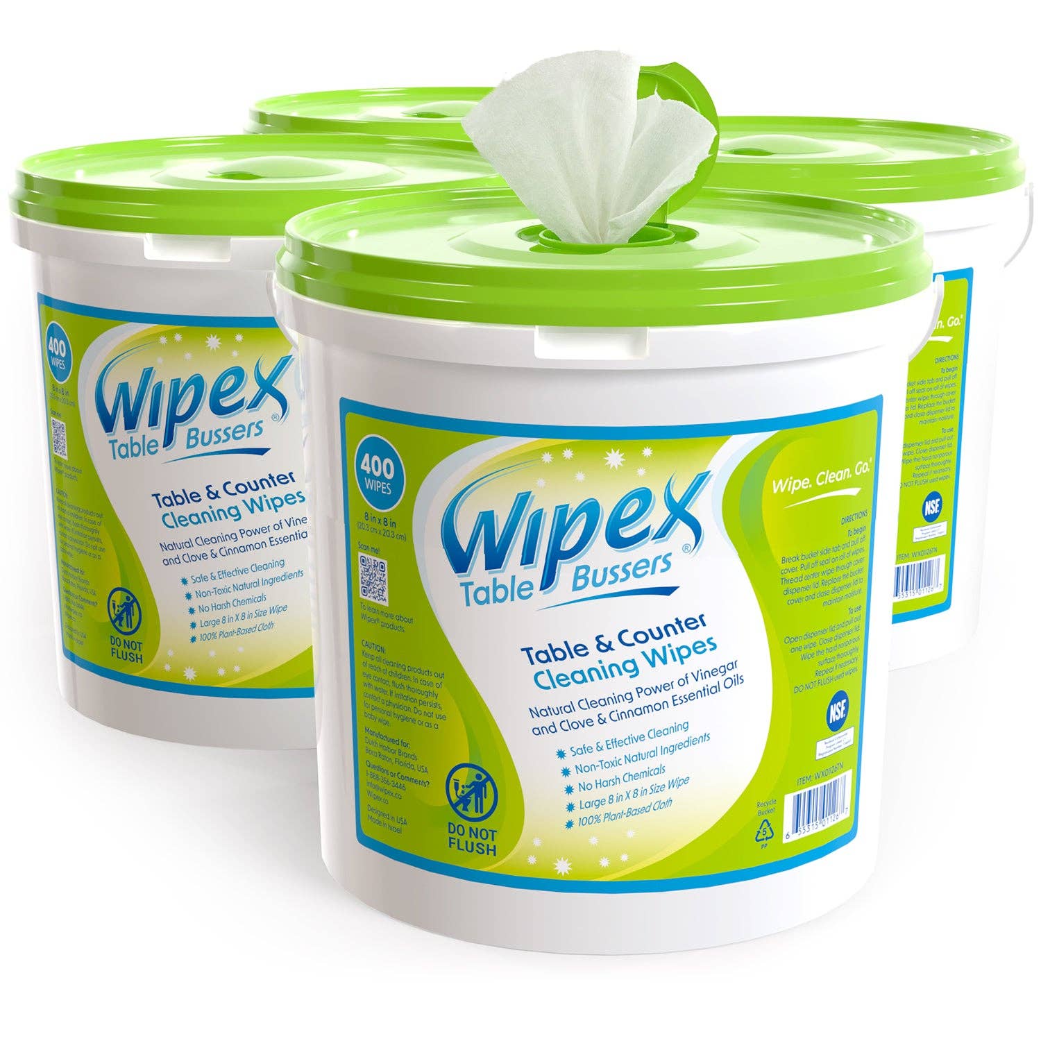 Wipex - Wholesale All-Purpose Cleaning Wipes - Table Bussers® Natural All-Purpose Cleaning Wipes | Compostable Cloth | Portable Dispensing Bucket12