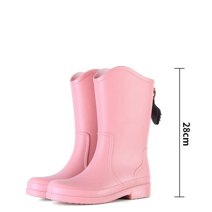 Multicolor Irregular Stitching Mid-Calf Rubber Rain Boots for wholesale by Mirazshoes WholeSale