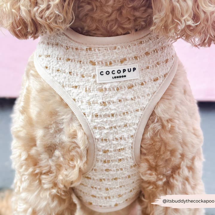 Cocopup London - Wholesale Pet harness – Dog - Vanilla Textured Tweed Adjustable Neck HARNESS13