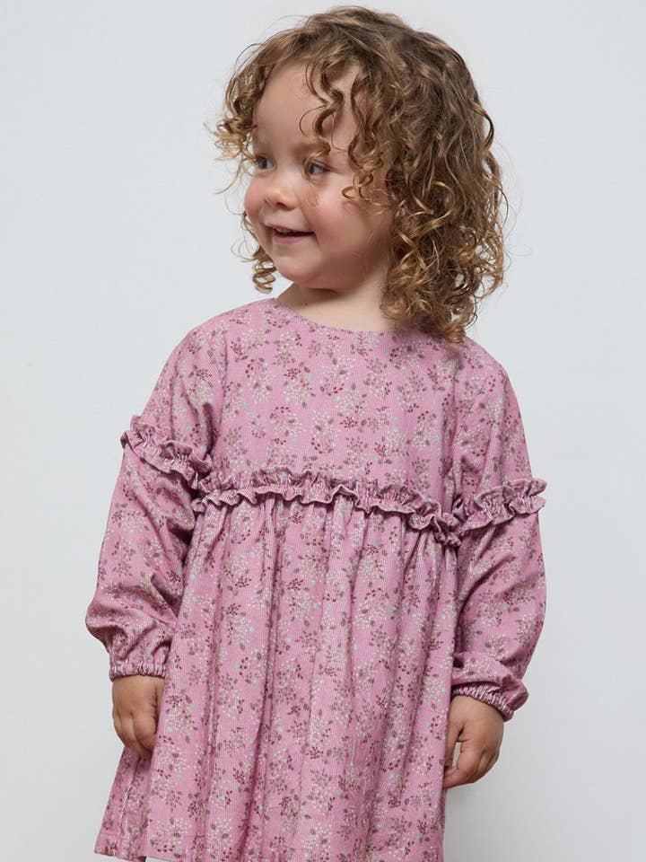 Robe en velours côtelé à manches longues pour bébé fille BGI95503 pour la vente par Newness Kids
