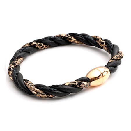 Italian Leather Bracelet Black for wholesale by Midhaven Ltd - Tribal Steel