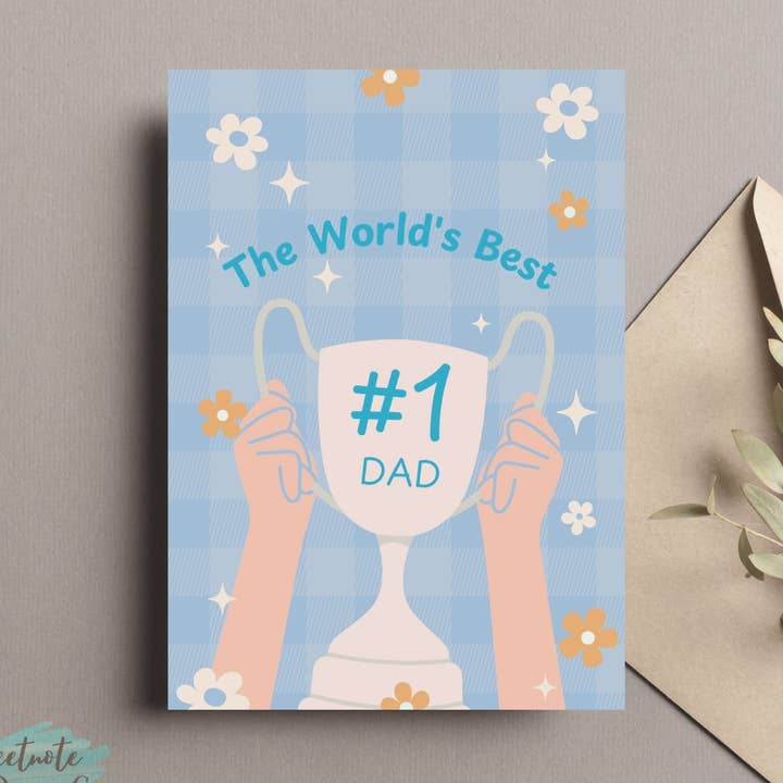The World's Best #1 Dad Card for wholesale by SweetNotePaperCo