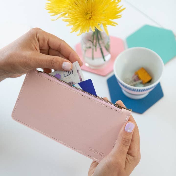 British Handmade Zip Leather Coin Card Purse for wholesale by WILLIAMS HANDMADE