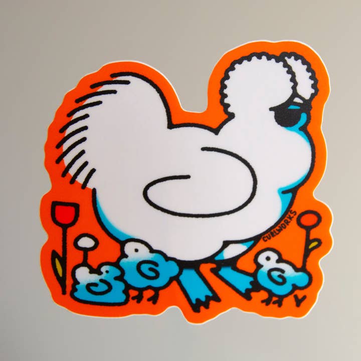 Silkeshöna och kycklingar vinylklistermärke för wholesale av Curlworks