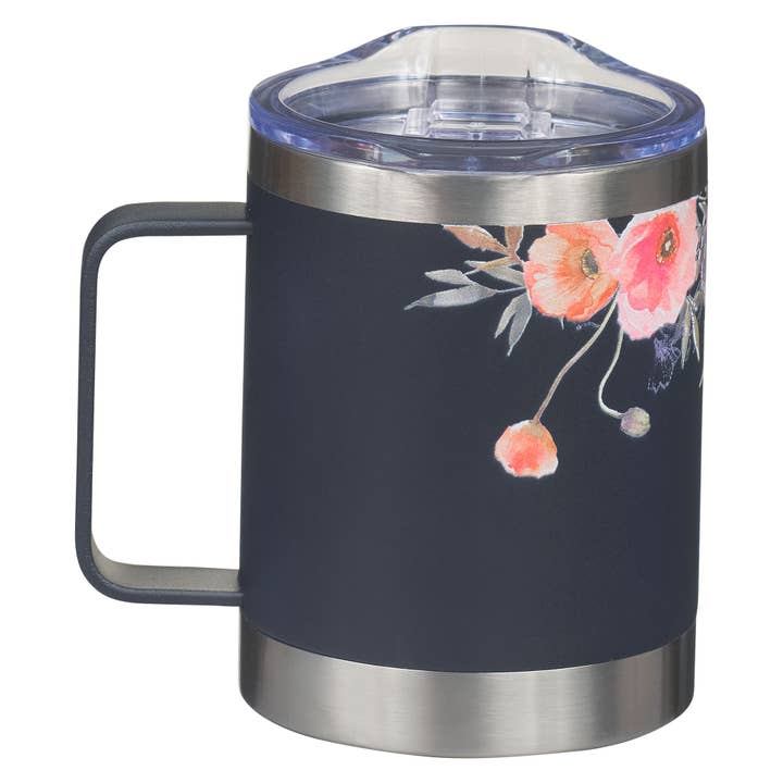 Christian Art Gifts - Wholesale Insulated Mug/Tumbler - Mug SS Camp Navy Floral Best Mom Ever