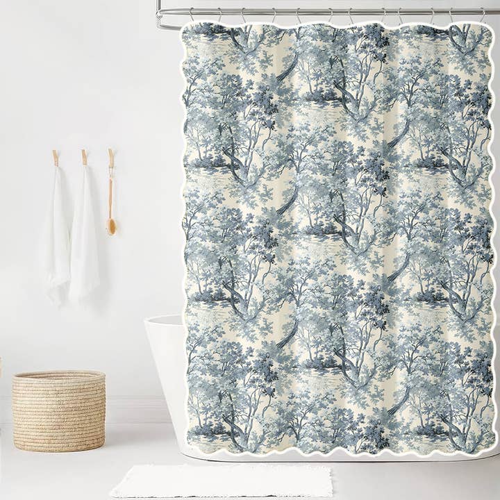 Ready to Ship :: Ginger in Slate Shower Curtain for wholesale by Wheaton Whaley Home