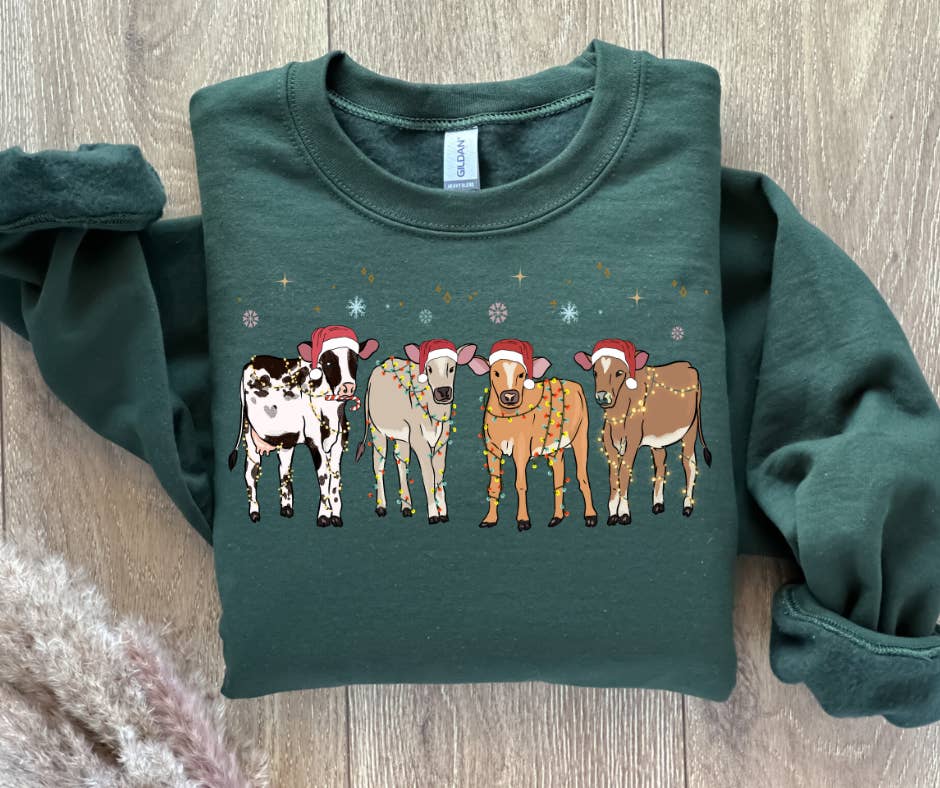 Southern Backroad Tees LLC - Wholesale Graphic Sweatshirt - Women's - Christmas Cow Sweatshirt
