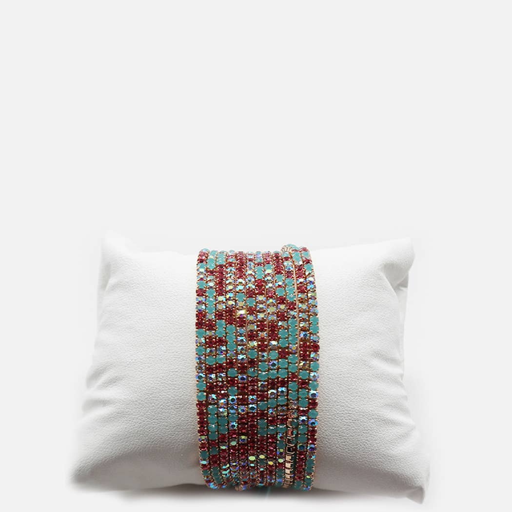 Fashion City – Conjunto de joias por atacado – Pulseiras de Pedra de Cristal Stretch Stretch de 12 Camadas 5