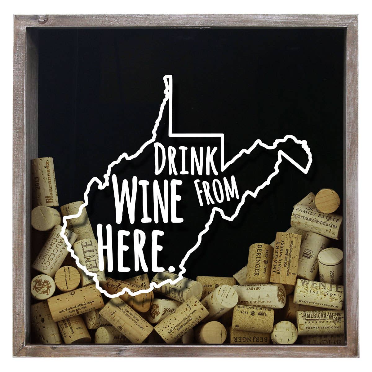 Torched Products - Wholesale Sign - Drink Wine From Here Beer Cap Shadow Box - Farmhouse Antique46