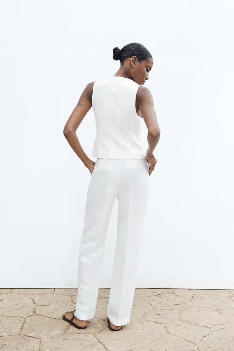 Marayn - Wholesale Suit Set - Women's - Linen Suit Set Blazer Vest and Trousers  Chic Export40