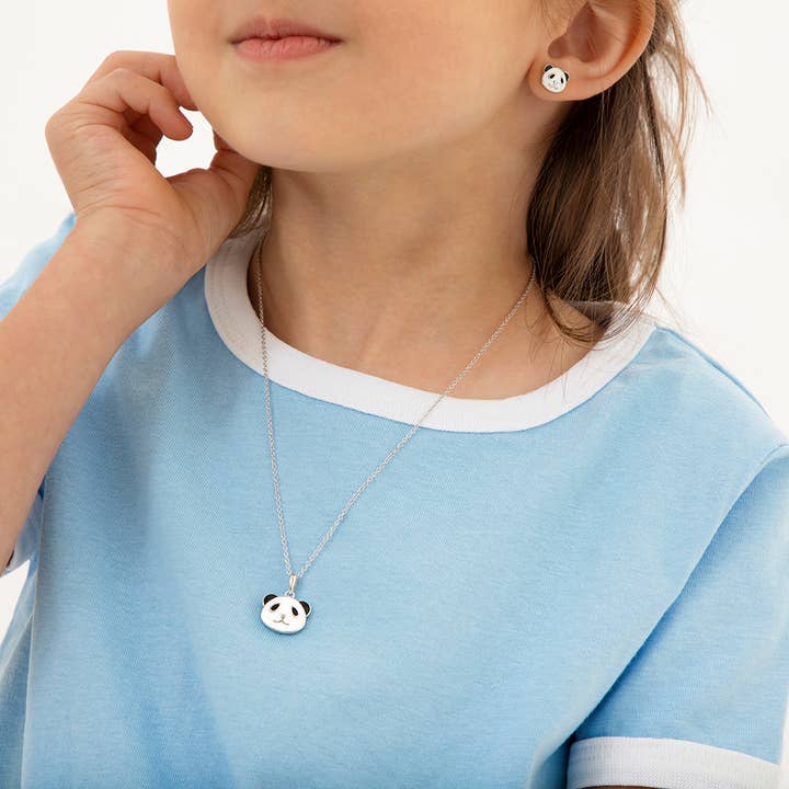 In Season Jewelry - Wholesale Kids Necklace - Kids - Cute Panda Kids / Children / Girl Necklace - Sterling Silver