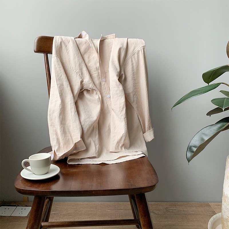 Rosa Clothing - Wholesale Button Down Shirt - Women's - Lightweight blended suede textured blouse2