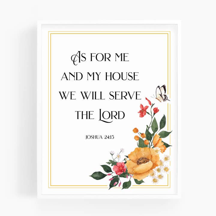 Joshua 24:15 | Yellow Meadow Watercolor Floral Art Print for wholesale by Scripture and Grace