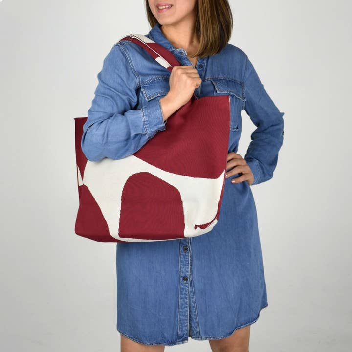 THSB1052: Burgundy: Abstract Shape Bag for wholesale by Taylor Hill Scarves & Co