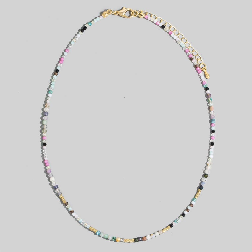 The Looks by Fame Accessories - Venta al por mayor Collares con colgantes/abalorios - Collar de cuentas con piedras semipreciosas facetadas mixtas6