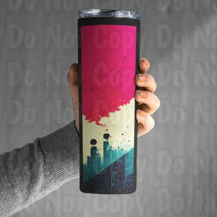 Punk Cityscape Panels Tumbler for wholesale by Gonna Get Crafty