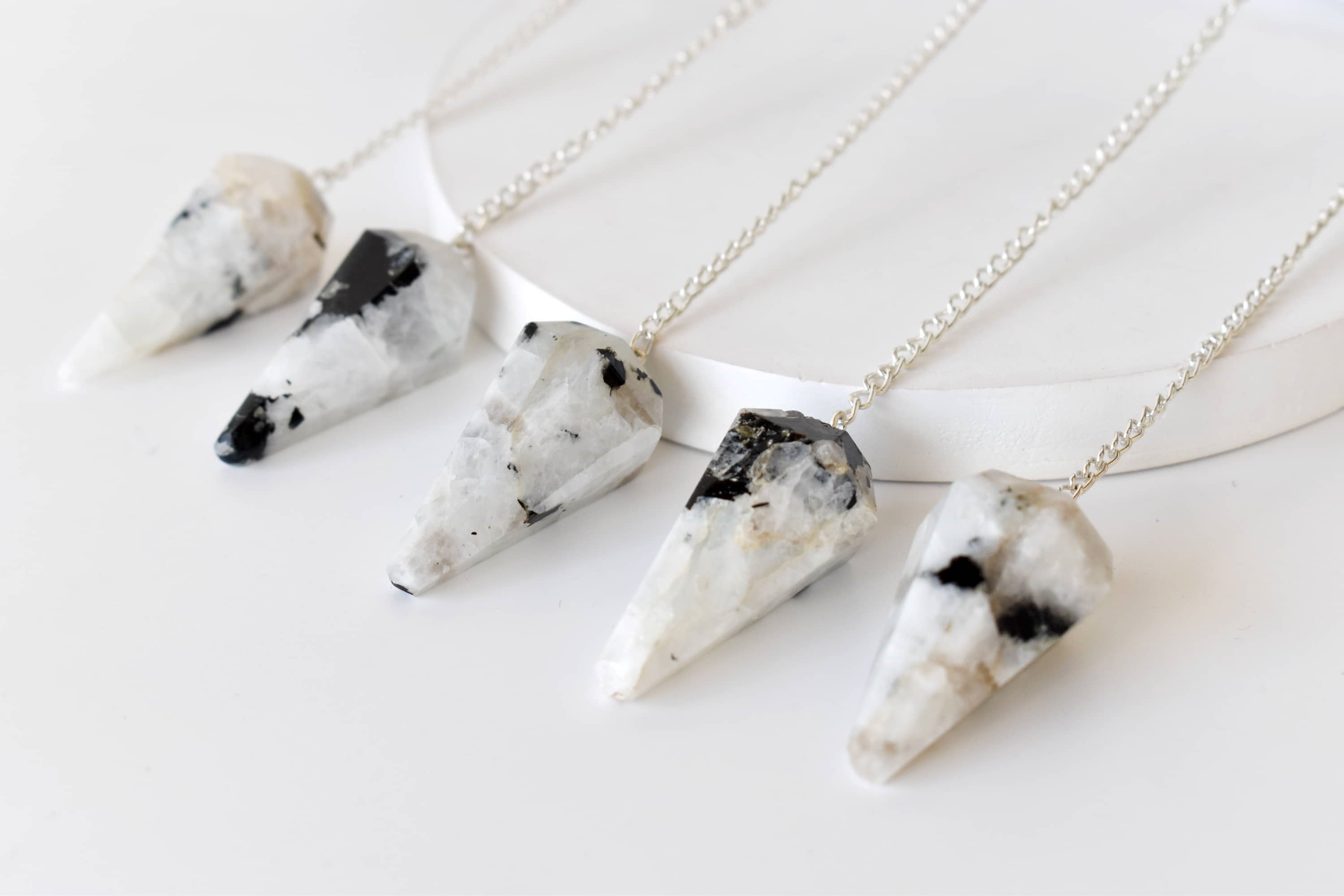 Soothing Crystals - Wholesale Spiritual Stone/Crystal - Dowsing Pendulum |Rainbow Moonstone Faceted Crystal Pendulum3