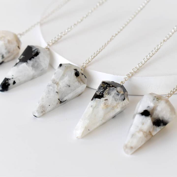 Soothing Crystals - Wholesale Spiritual Stone/Crystal - Dowsing Pendulum |Rainbow Moonstone Faceted Crystal Pendulum3