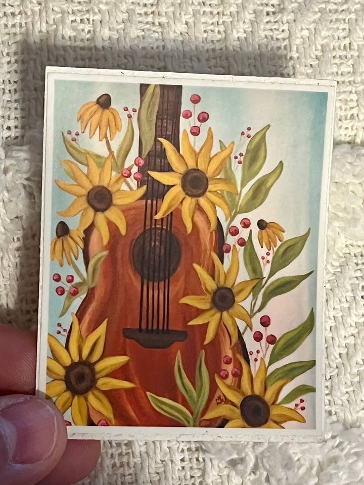 Guitar and Wildflowers Sticker for wholesale by ON THE GO Studio