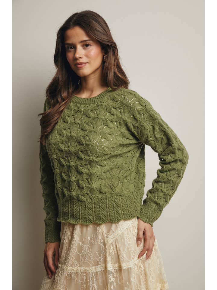 Forte - Wholesale Knitted jumper – Women′s - Open-Knit Pointelle Sweater FSW002615