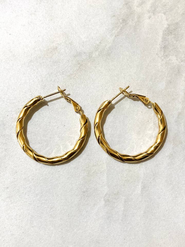 Beluga Waterproof Stainless Steel Hoop Earrings for wholesale by Cassette Barcelona