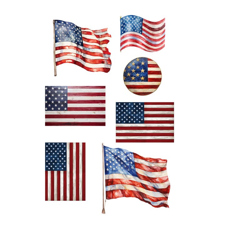 Briarwood Lane - Wholesale Wall Decal/Stickers - Wooden American Flag Window Clings1